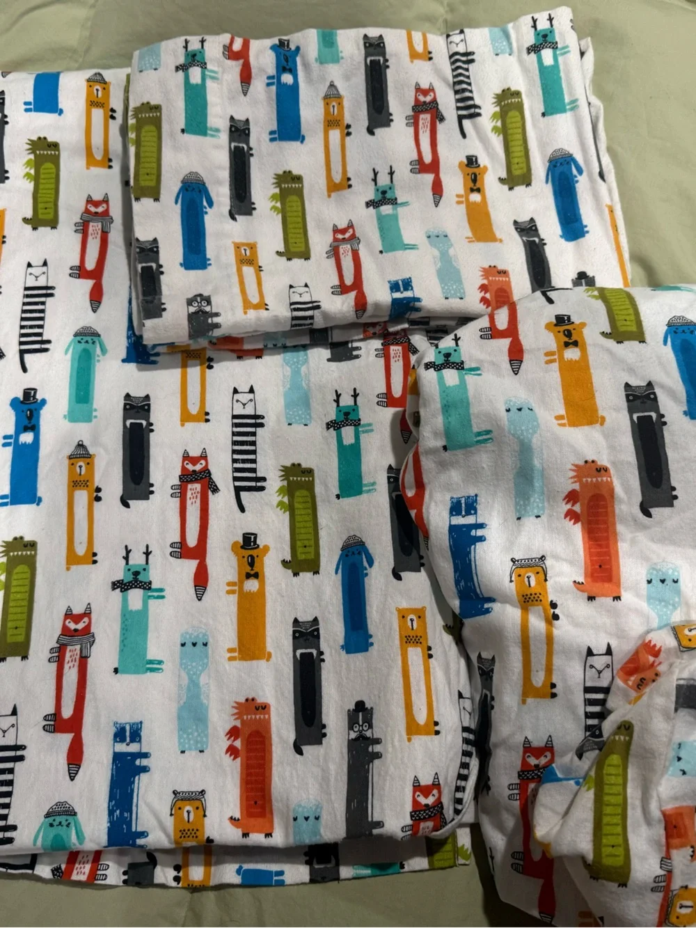 Pillowfort Kids Sheet Set with Colorful Animal Stripe Characters